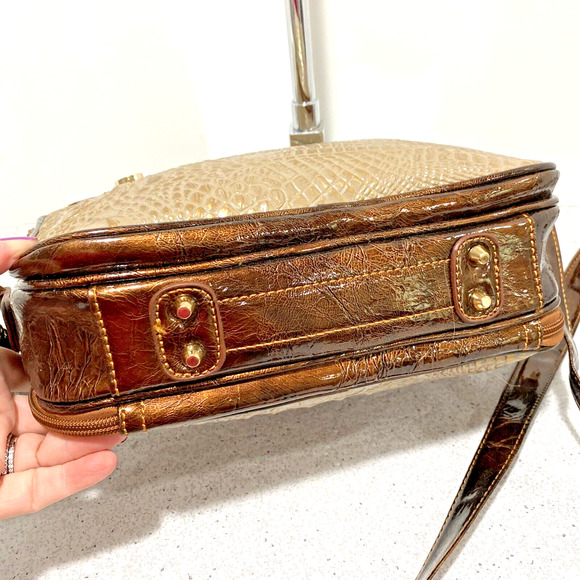 Y2K MC Marc Chantal Purse 2-Tone Moc Croc Textured Patent Crossbody Shoulder Bag - Picture 6 of 12